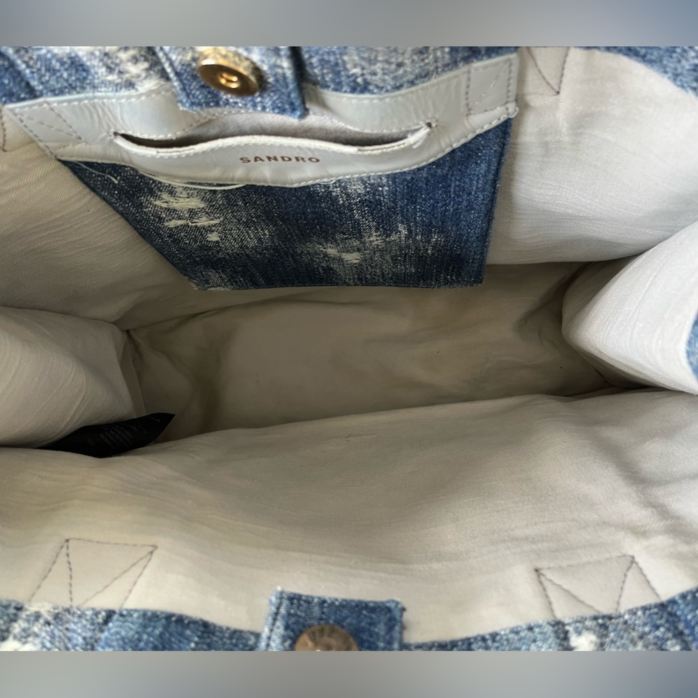 Sandro Kasbah Distressed Denim Tote Bag - Picture 8 of 10